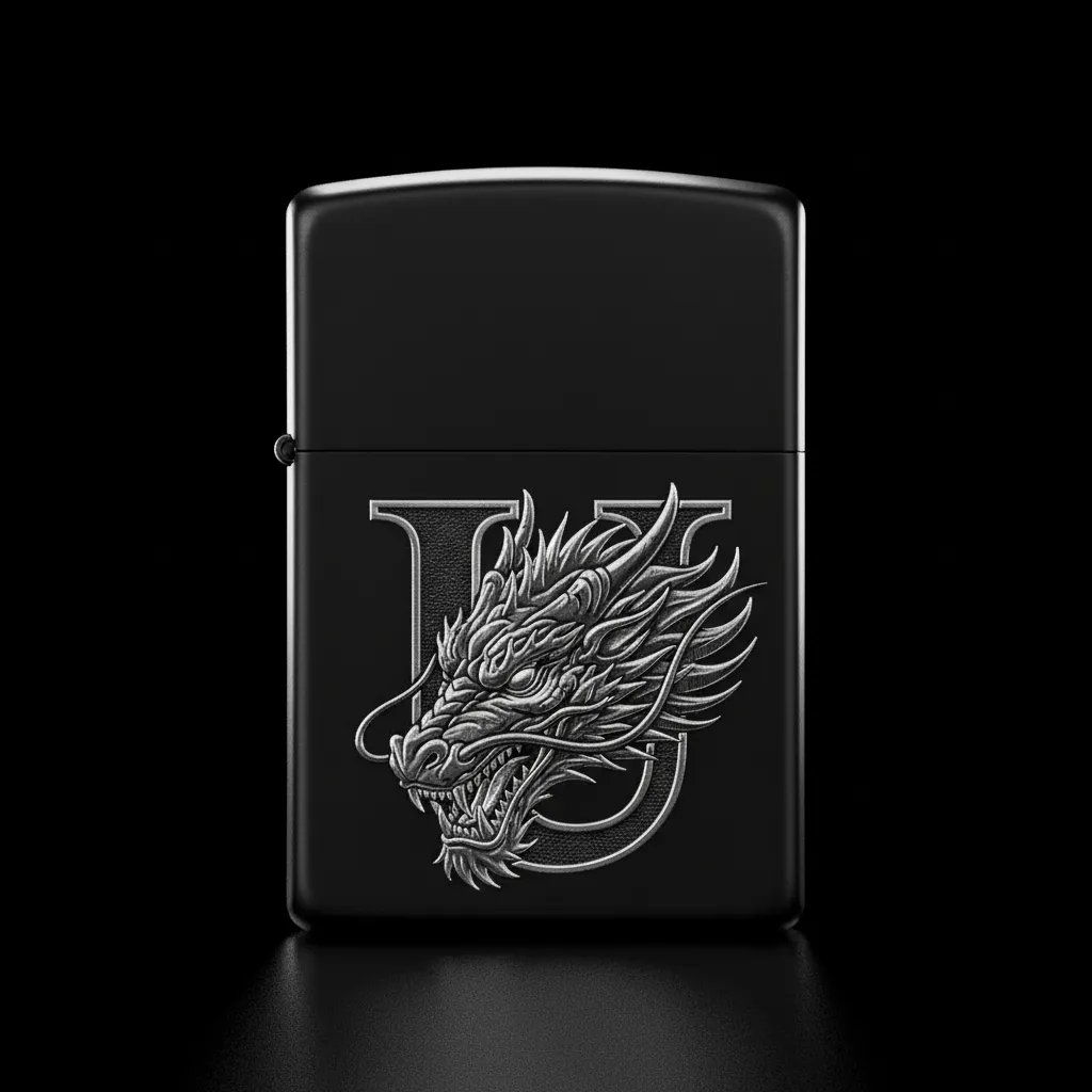Zippo Ejderha Figürlü U Harfli Tasarım - V3