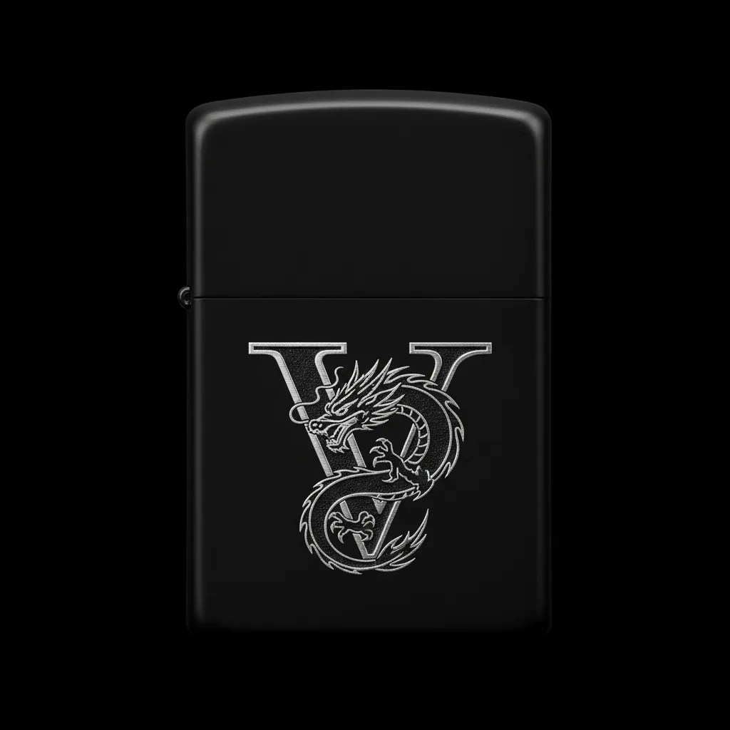 Zippo Ejderha Figürlü V Harfli Tasarım - V1