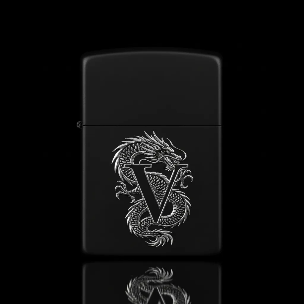 Zippo Ejderha Figürlü V Harfli Tasarım - V5