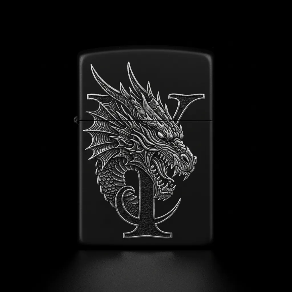Zippo Ejderha Figürlü Y Harfli Tasarım - V2