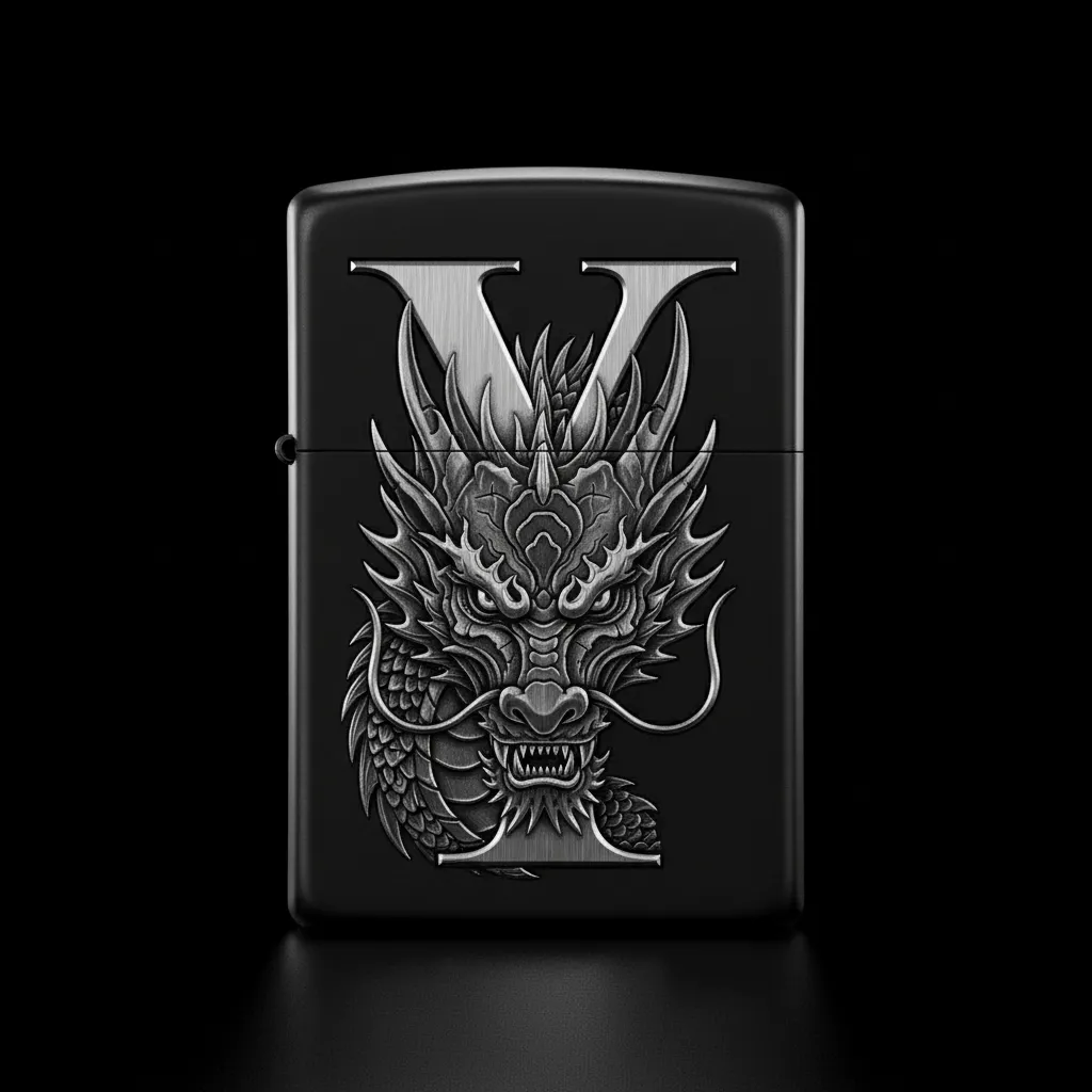 Zippo Ejderha Figürlü Y Harfli Tasarım - V8