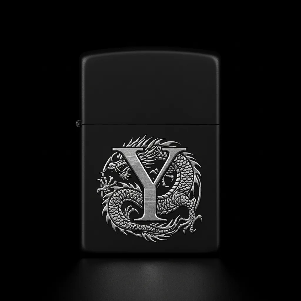 Zippo Ejderha Figürlü Y Harfli Tasarım - V10
