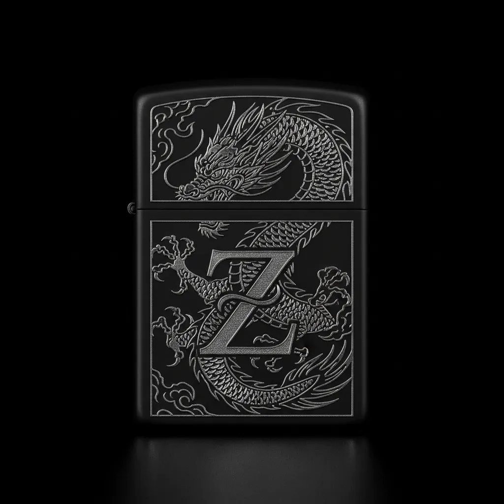 Zippo Ejderha Figürlü Z Harfli Tasarım - V10