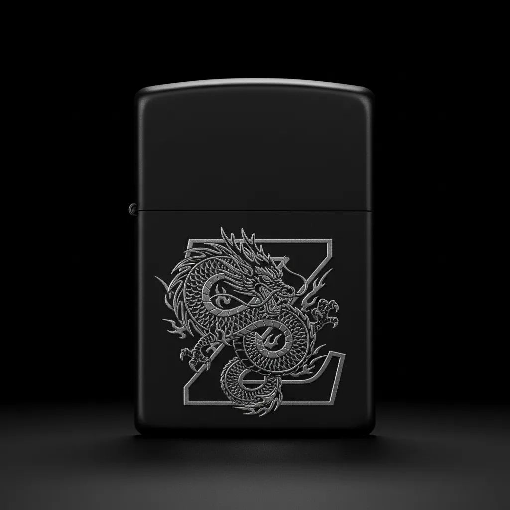 Zippo Ejderha Figürlü Z Harfli Tasarım - V8