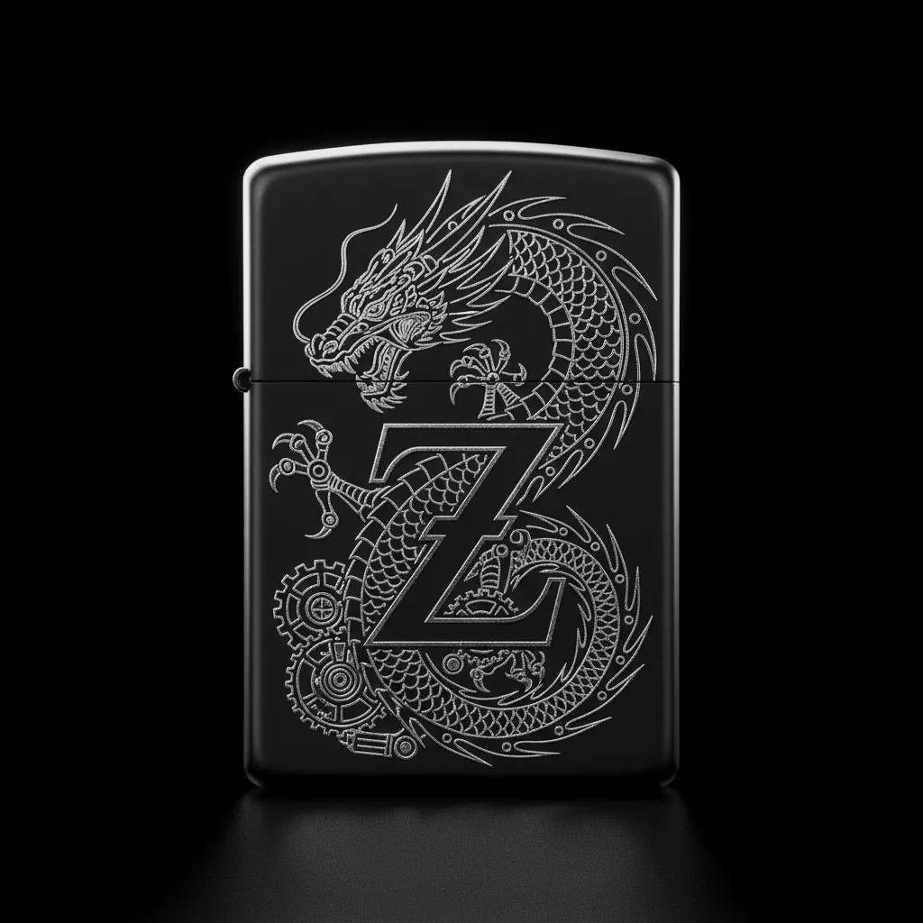 Zippo Ejderha Figürlü Z Harfli Tasarım - V7