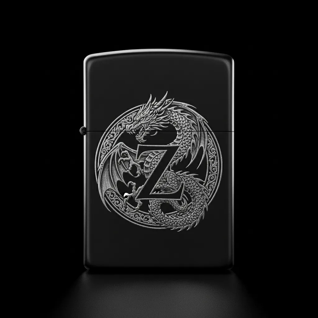 Zippo Ejderha Figürlü Z Harfli Tasarım - V6