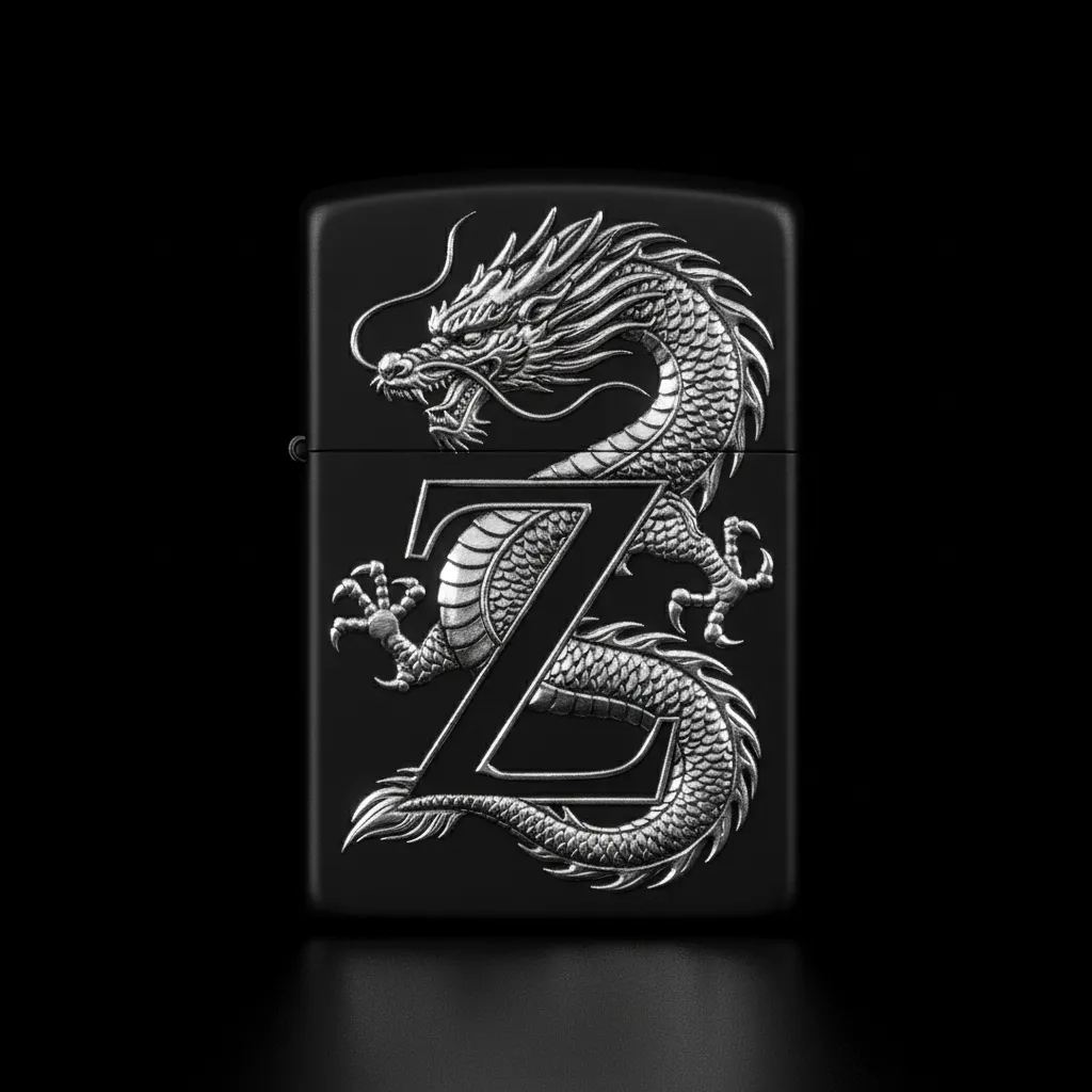 Zippo Ejderha Figürlü Z Harfli Tasarım - V3