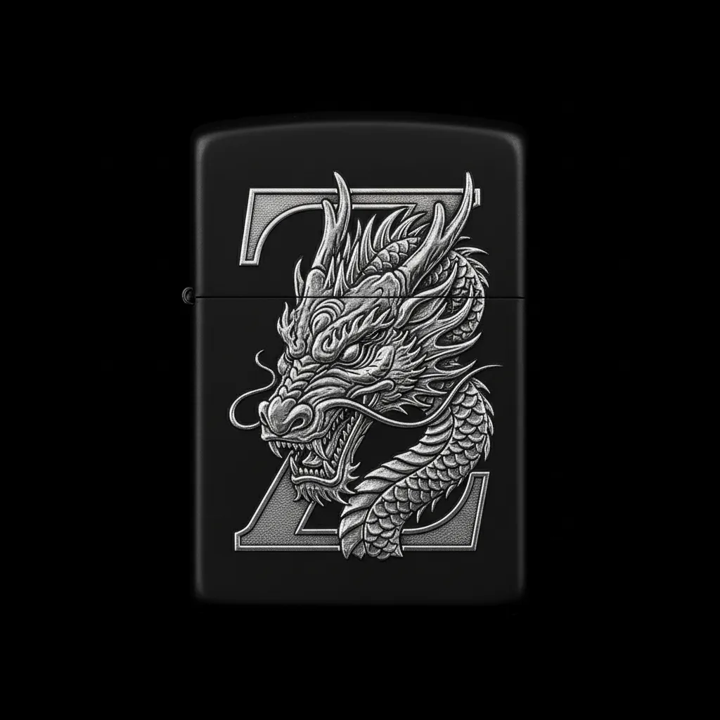 Zippo Ejderha Figürlü Z Harfli Tasarım - V2