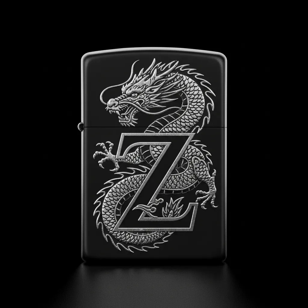 Zippo Ejderha Figürlü Z Harfli Tasarım - V1