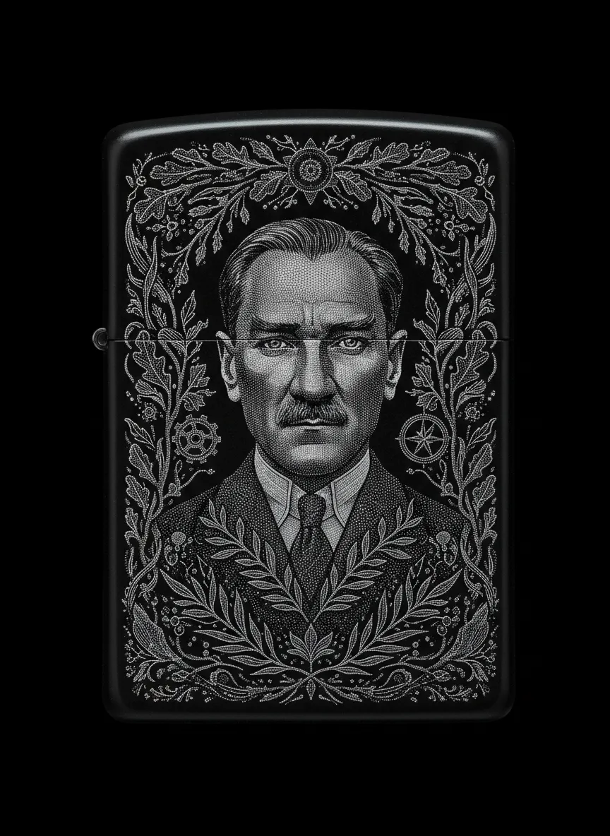 Zippo M.Kemal Atatürk Figürlü Tasarım - V11