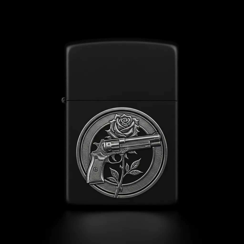 Zippo Tabanca ve Gül Figürlü Tasarım - V13