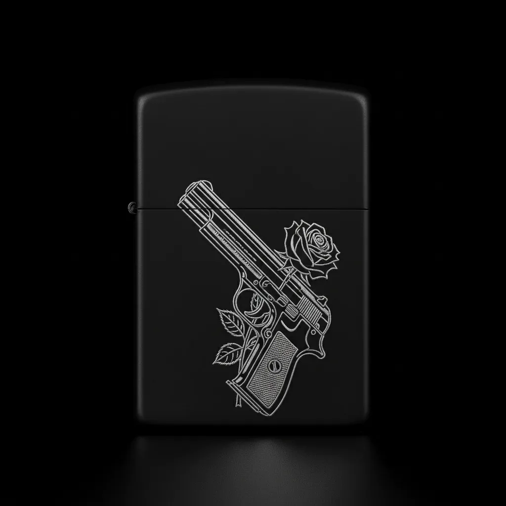 Zippo Tabanca ve Gül Figürlü Tasarım - V9