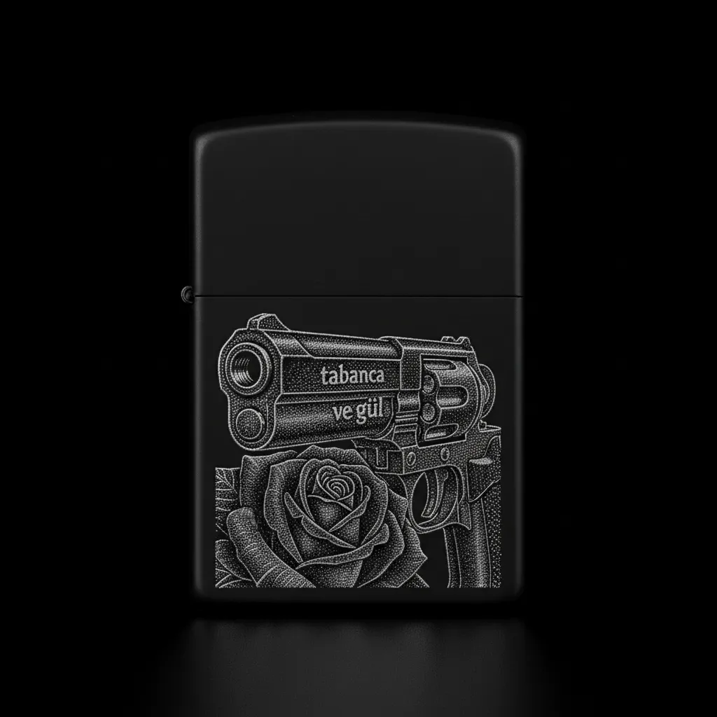 Zippo Tabanca ve Gül Figürlü Tasarım - V8