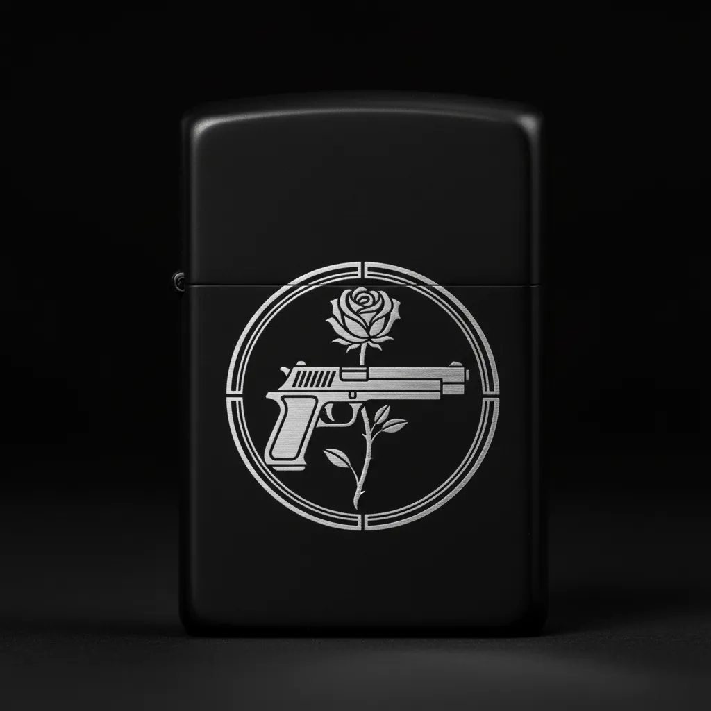 Zippo Tabanca ve Gül Figürlü Tasarım - V7