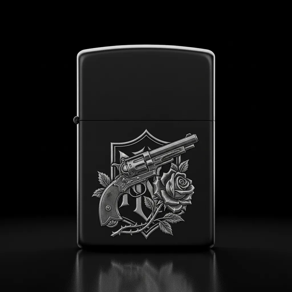 Zippo Tabanca ve Gül Figürlü Tasarım - V5
