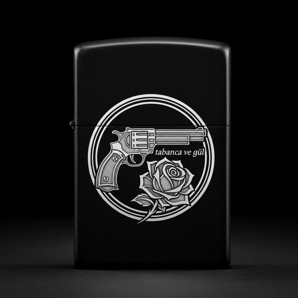 Zippo Tabanca ve Gül Figürlü Tasarım - V2