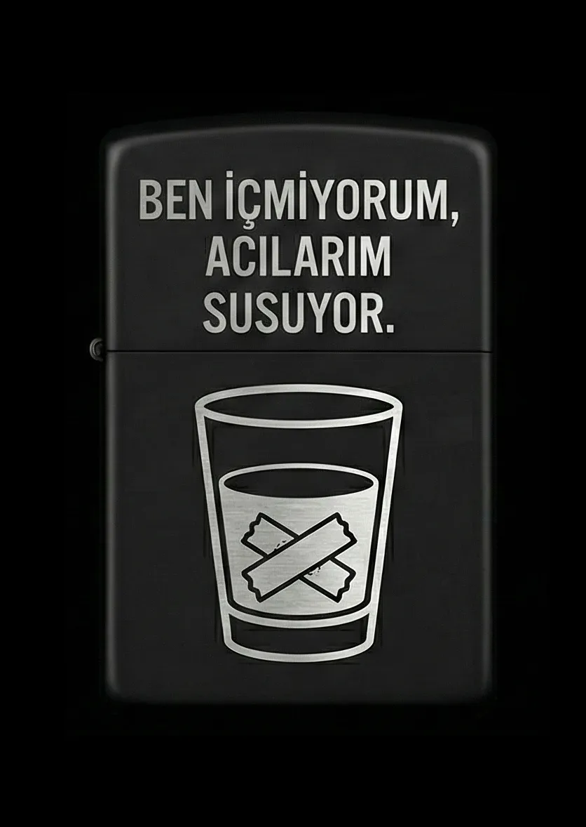 Özlü Sözler Tasarımlı Benzinli Çakmak V7