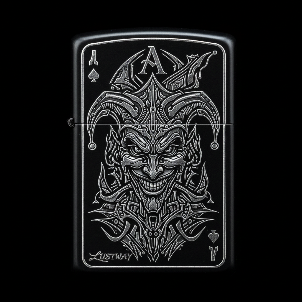 Joker Kartı Figürlü A Harfli Benzinli Çakmak V5