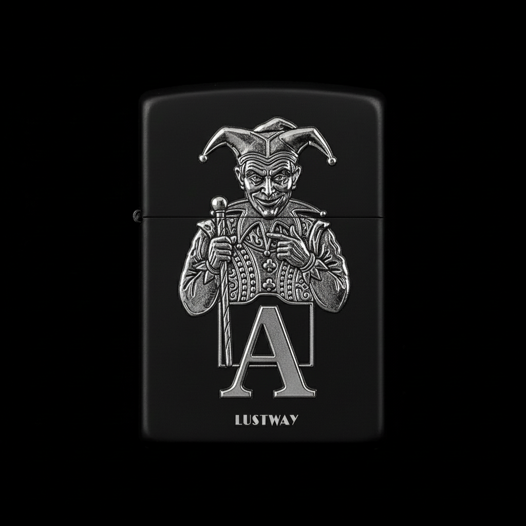 Joker Kartı Figürlü A Harfli Benzinli Çakmak V8