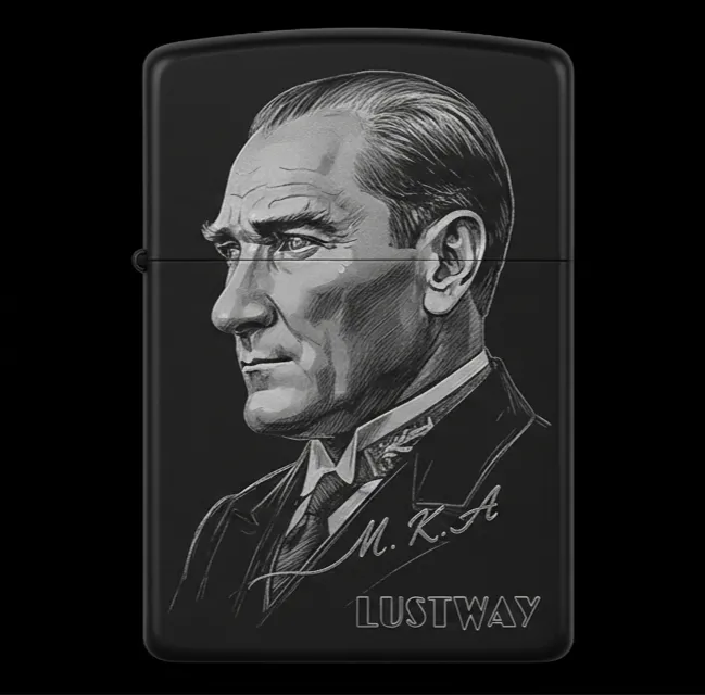 Mustafa Kemal Atatürk Figürlü I Harfli Benzinli Çakmak V20