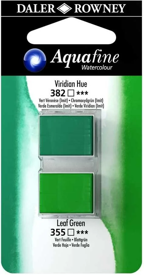 Daler Rowney Aquafine 1/2 Tablet Sulu Boya 2'li Set VIRIDIAN HUE / LEAF GREEN