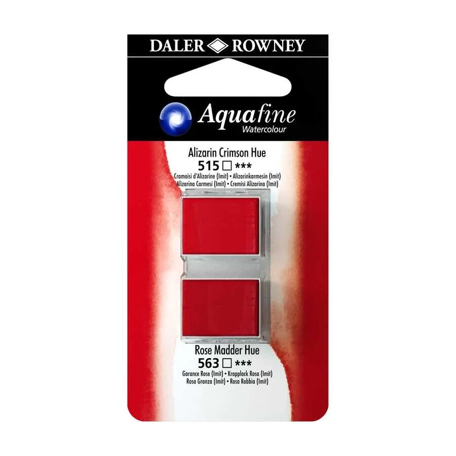 Daler Rowney Aquafine 1/2 Tablet Sulu Boya 2'li Set ALIZARIN CRIMSON / ROSE MADDER HUE