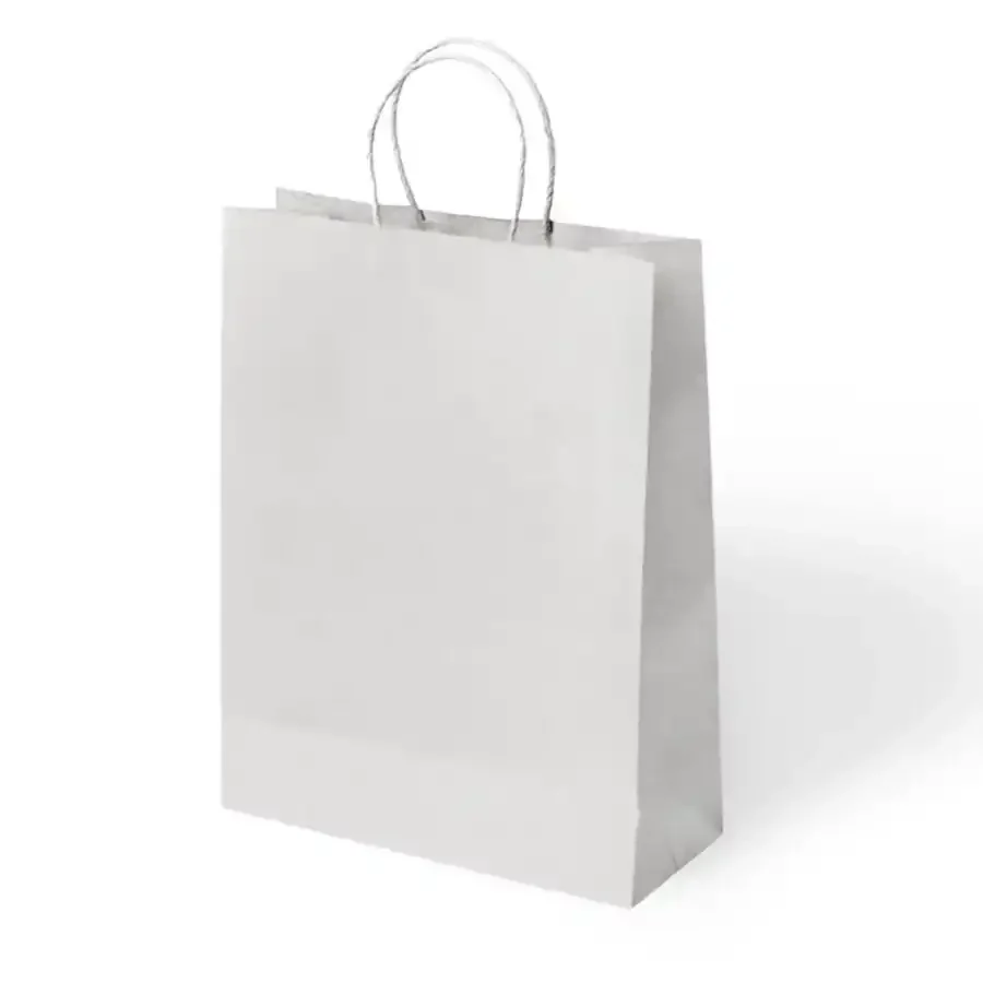 Beyaz Büküm Saplı Kraft Çanta 31x41cm