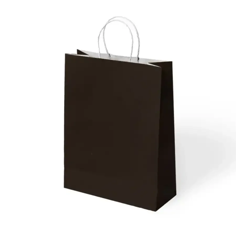 Siyah Büküm Saplı Kraft Çanta 25x31cm