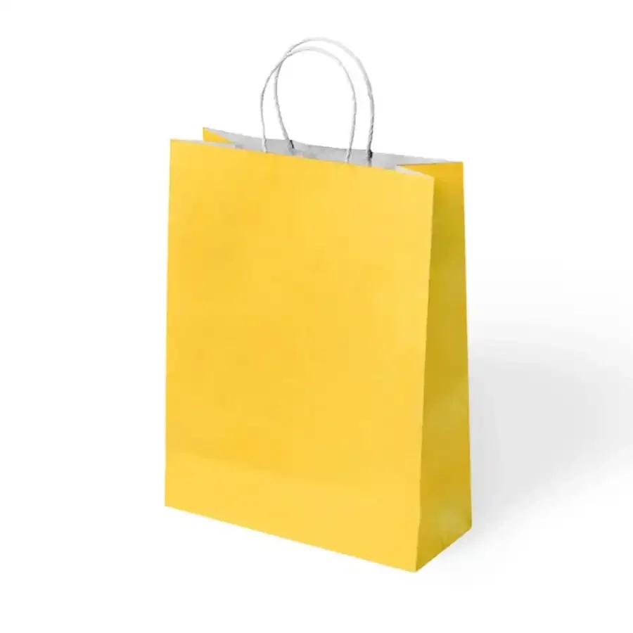 Sarı Büküm Saplı Kraft Çanta 25x31cm