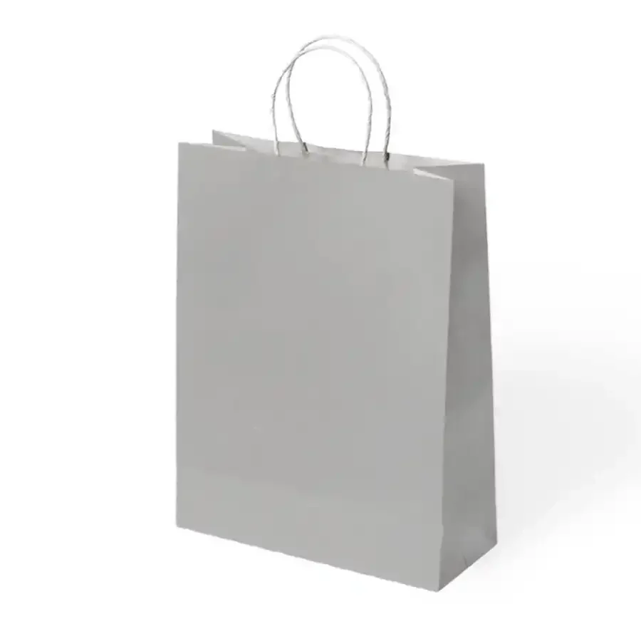 Gümüş Büküm Saplı Kraft Çanta 31x41cm