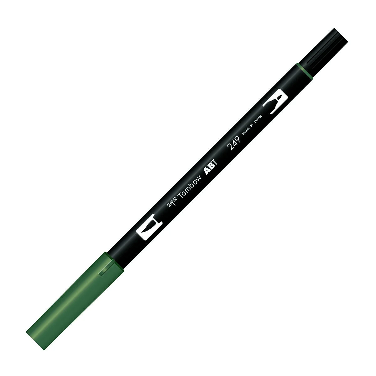 Tombow Dual Brush Pen 249 Hunter Green, fırça ve yuvarlak uçlu markör, sanat kalem