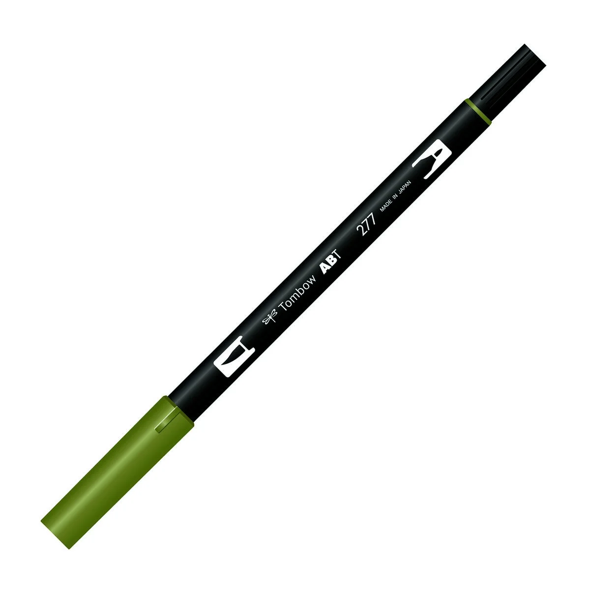 Tombow Dual Brush Pen 277 Dark Green, fırça ve yuvarlak uçlu grafik kalem