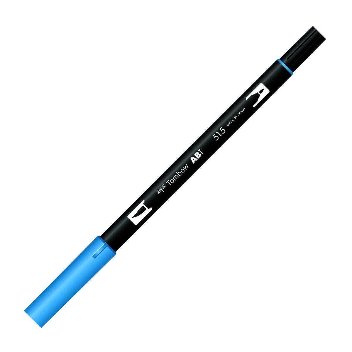 Tombow Dual Brush Pen 515 Light Blue, fırça ve yuvarlak uçlu, su bazlı mürekkep