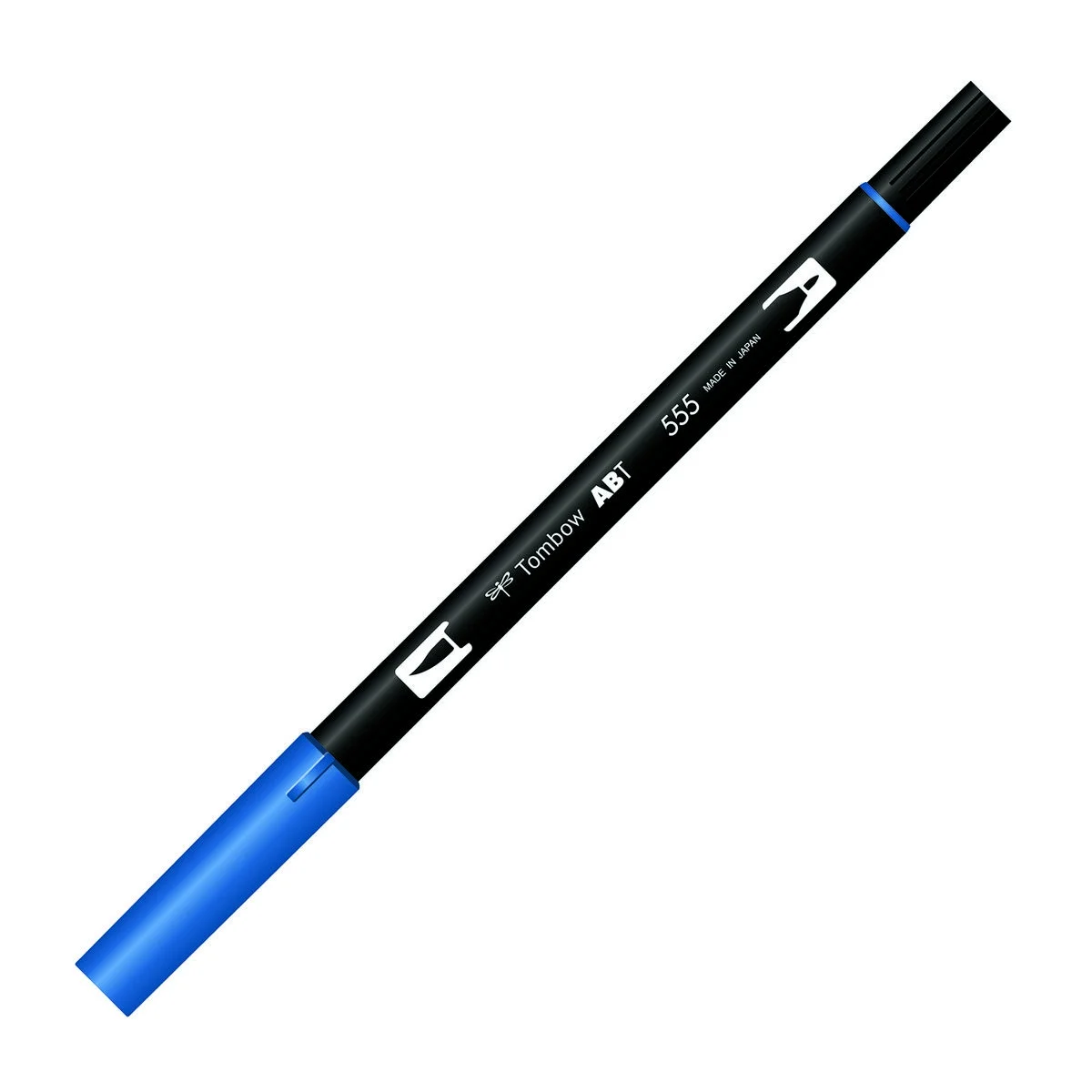 Tombow Dual Brush Pen 555 Ultramarine, fırça ve yuvarlak uçlu, su bazlı mürekkep