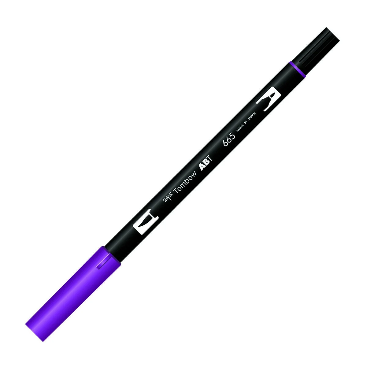 Tombow Dual Brush Pen 665 Mor, fırça ve yuvarlak uçlu grafik kalem