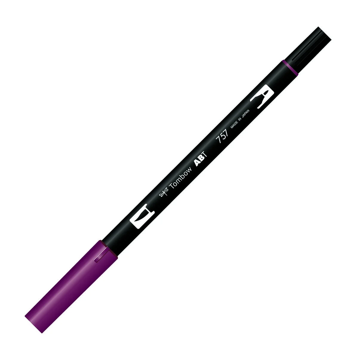 Tombow Dual Brush Pen 757 Port Red, fırça ve yuvarlak uçlu grafik kalem