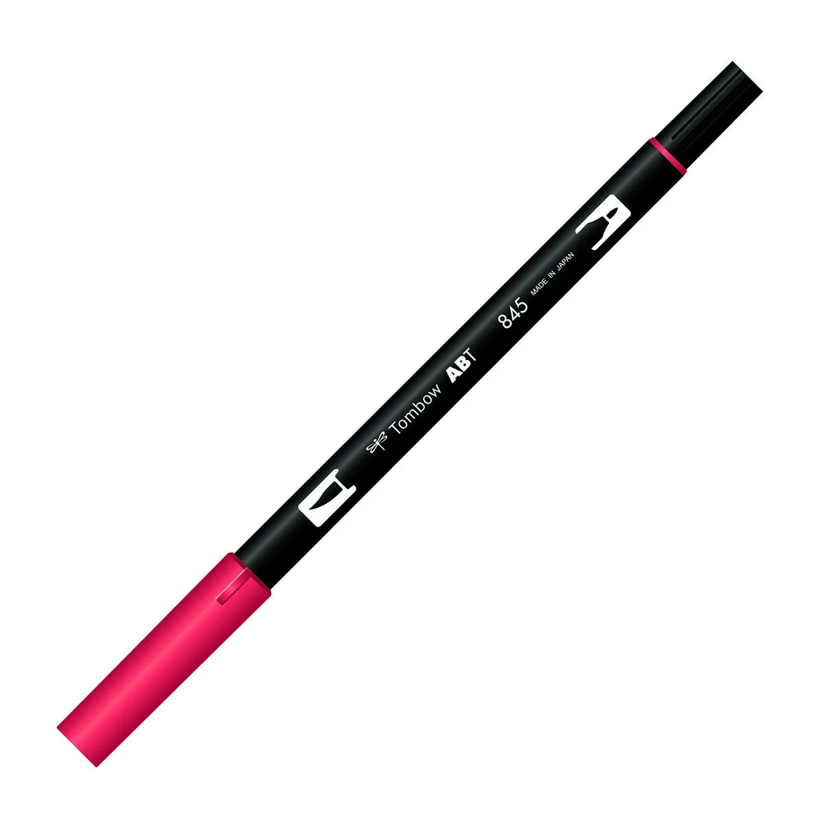 Tombow Dual Brush Pen 845 Carmine, fırça ve yuvarlak uçlu, su bazlı mürekkep, sanat kalem