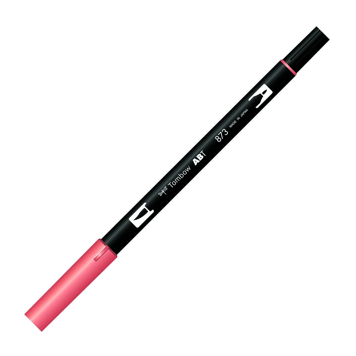Tombow Dual Brush Pen 873 Coral, fırça ve yuvarlak uçlu, su bazlı mürekkep