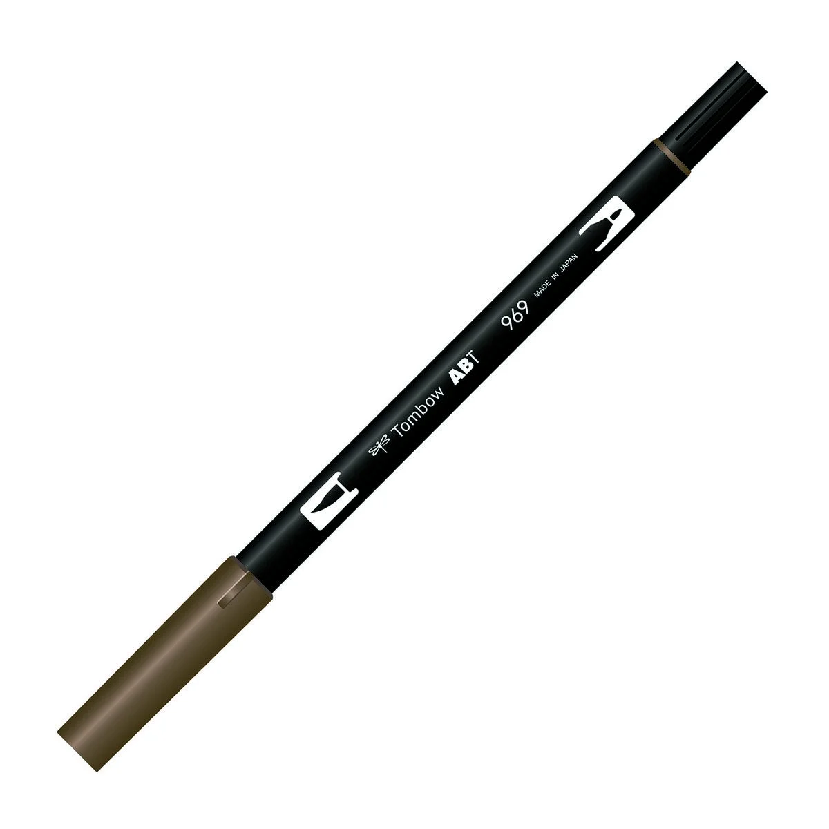 Tombow Dual Brush Pen 969 Chocolate, fırça ve yuvarlak uçlu, sanat kalem, grafik çizim