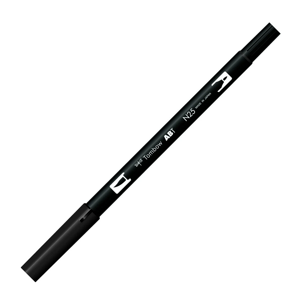 Tombow Dual Brush Pen N25 Lamp Black, fırça ve yuvarlak uçlu, grafik çizim kalemi