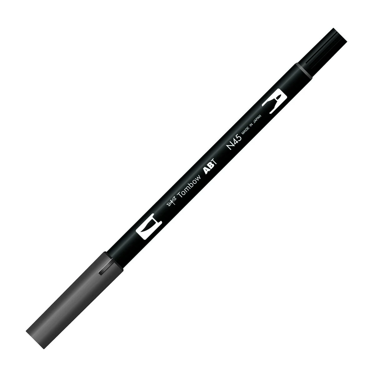 Tombow Dual Brush Pen N45 Cool Gray, fırça ve yuvarlak uçlu, su bazlı mürekkep