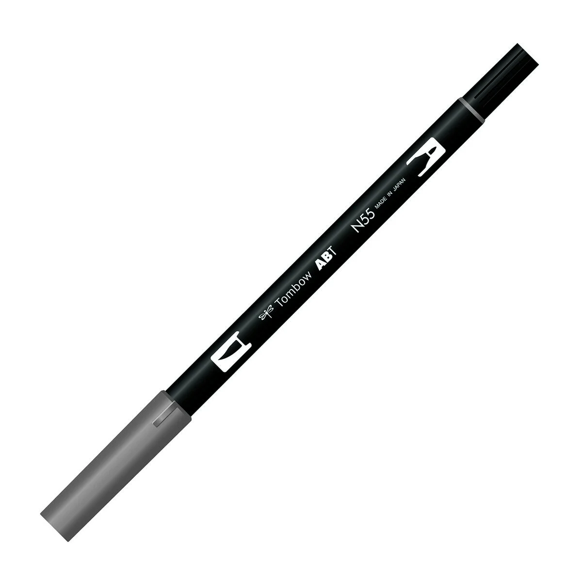 Tombow Dual Brush Pen N55 Cool Gray 7, fırça ve yuvarlak uçlu grafik kalem