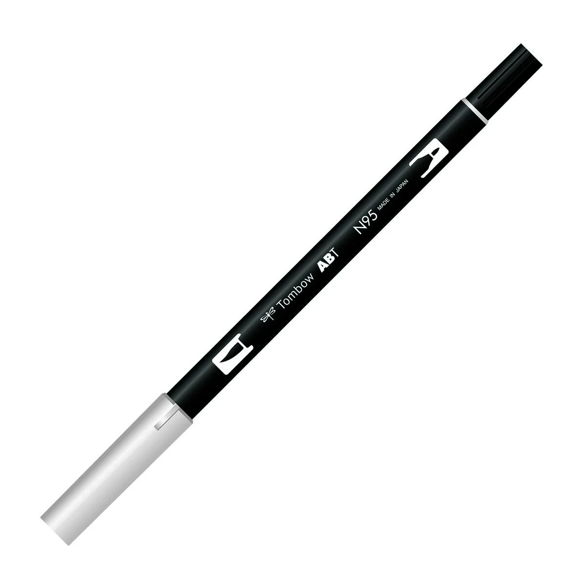 Tombow Dual Brush Pen N95 Cool Gray, fırça ve yuvarlak uçlu grafik kalem