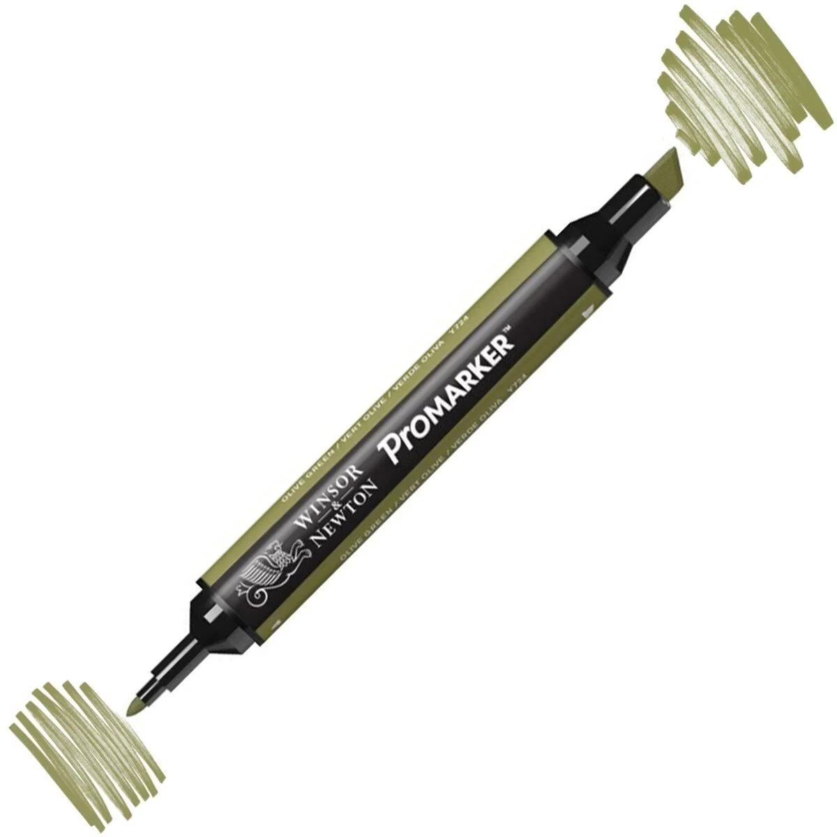 Winsor & Newton ProMarker Olive Green Y724, kalıcı mürekkep, yuvarlak ve geniş uç, grafik kalem