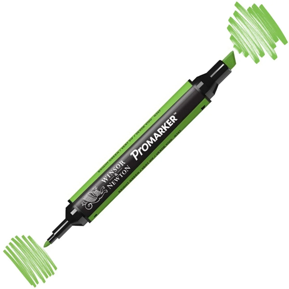 Winsor & Newton ProMarker Bright Green G267 kalem, iki uçlu, parlak renk, kalıcı mürekkep
