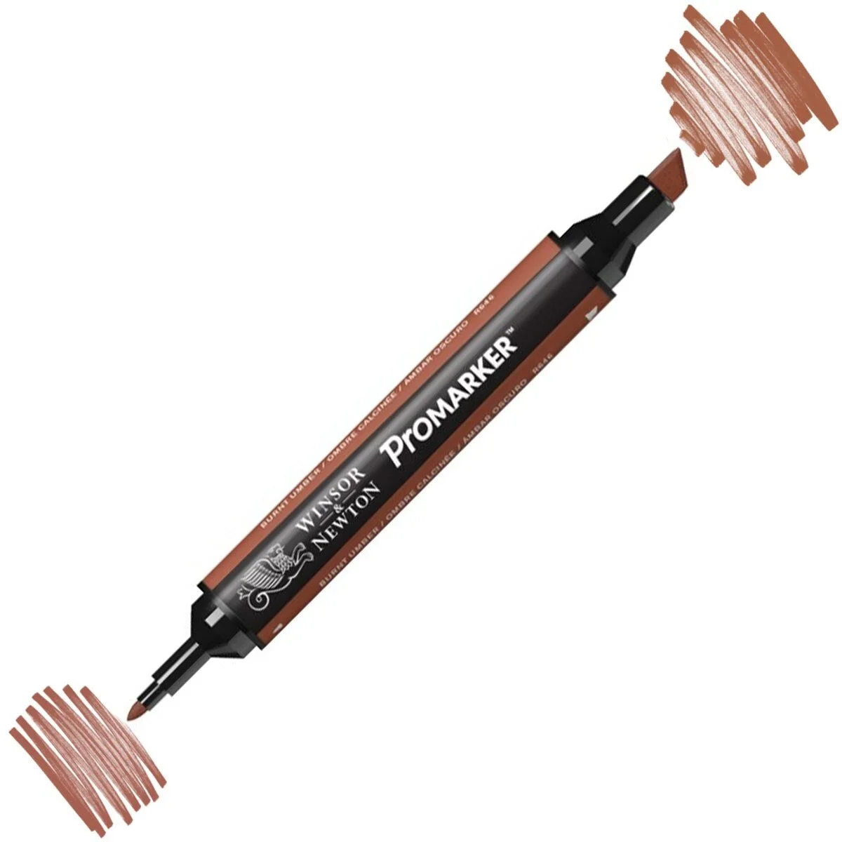 Winsor & Newton ProMarker Burnt Umber R646 kalem, iki uçlu, parlak renk, alkol bazlı mürekkep