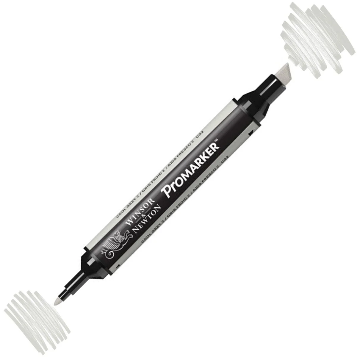Winsor & Newton ProMarker Cool Grey 2 kalem, geniş ve yuvarlak uçlar, alkol bazlı kalıcı
