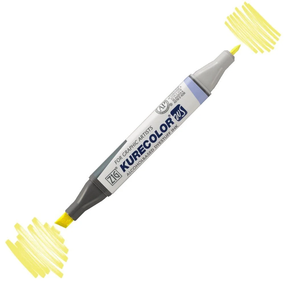 Zig Kurecolor Twin S Marker 102 Lemon Yellow, grafik çizim kalem