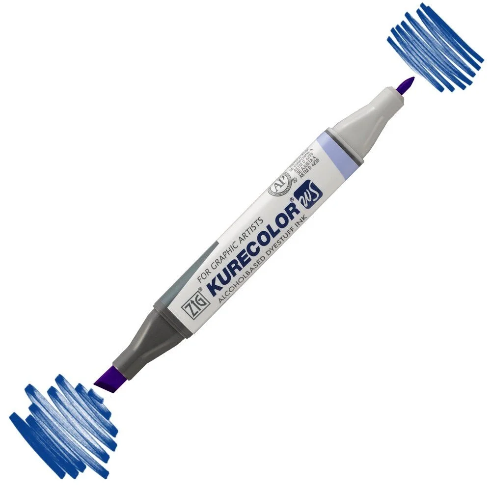 Zig Kurecolor Twin S Grafik Marker 317 Mavi, profesyonel çizim için, alkol bazlı, kalıcı, yeniden doldurulabilir