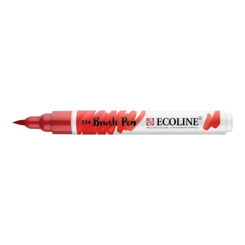 Talens Ecoline Brush Pen 334 Scarlet, kırmızı fırça uçlu, sıvı suluboya kalem